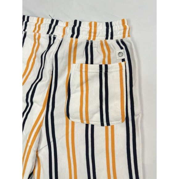 Free Planet Mens L Fleece Lined Striped Shorts Cotton Casual White Orange Black - Picture 7 of 9
